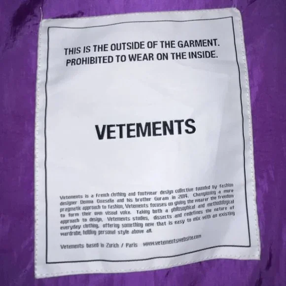 VETEMENTS 2019 Purple Angel Pendant Windbreaker Jacket
